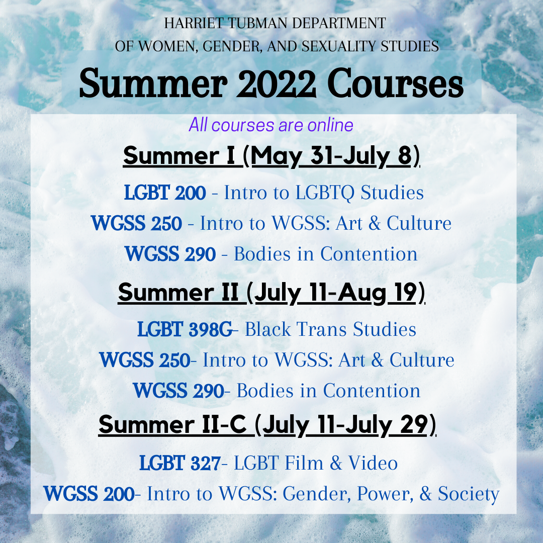 summer course names on blue wave background