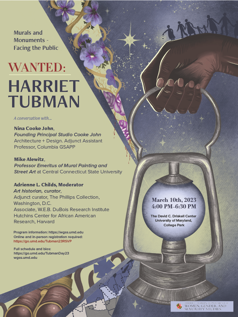 Image of Wanted: Harriet Tubman Poster, image of a light lantern, flowers