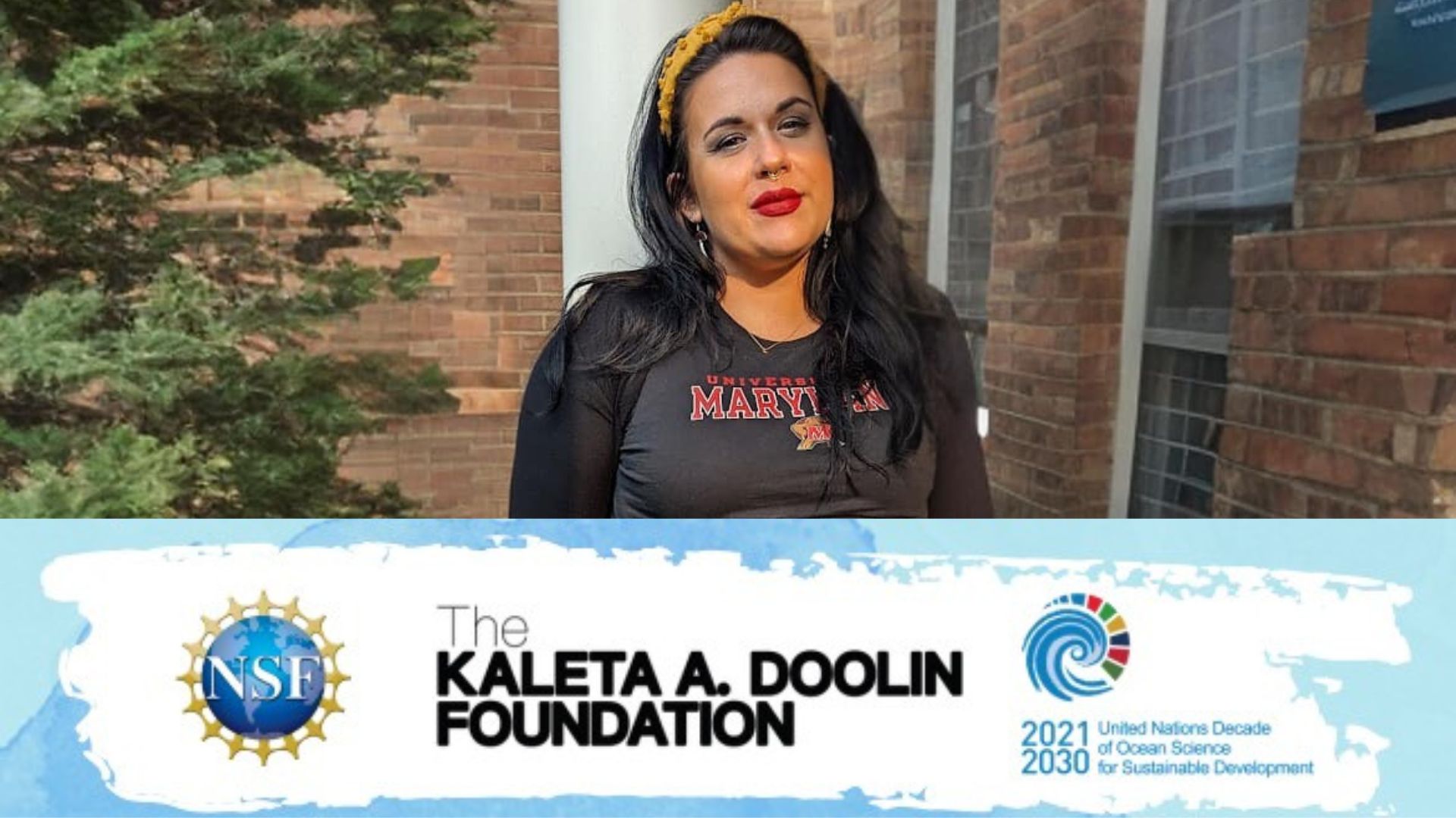 Shelbi Nawhilet Meissner and the logos of National Science Foundation, Kaleta A. Doolin Foundation, and the UN Decade of Ocean Science for Sustainable Development