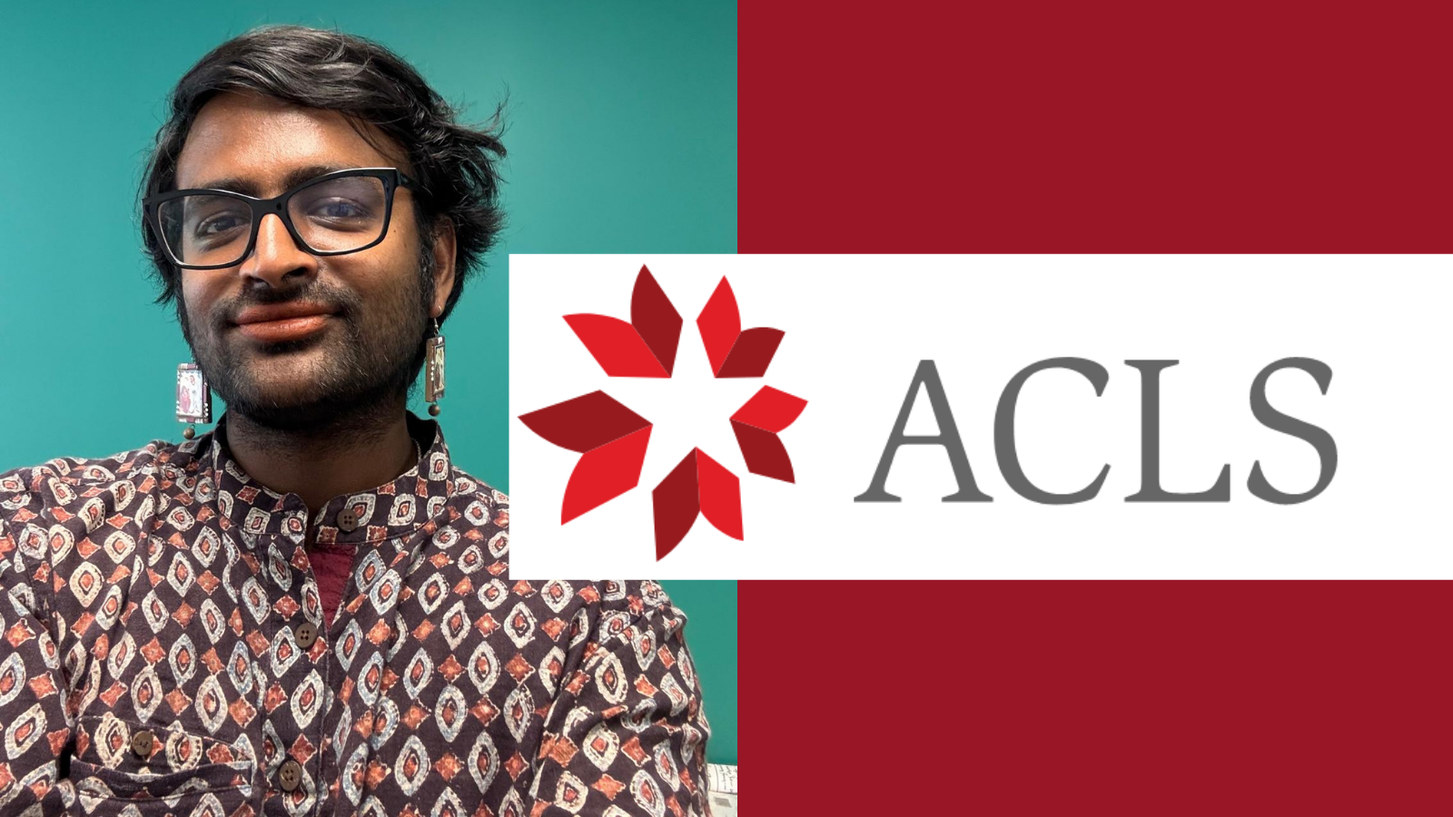 Headshot of Chand beside the logo for the American Council for Learned Societies